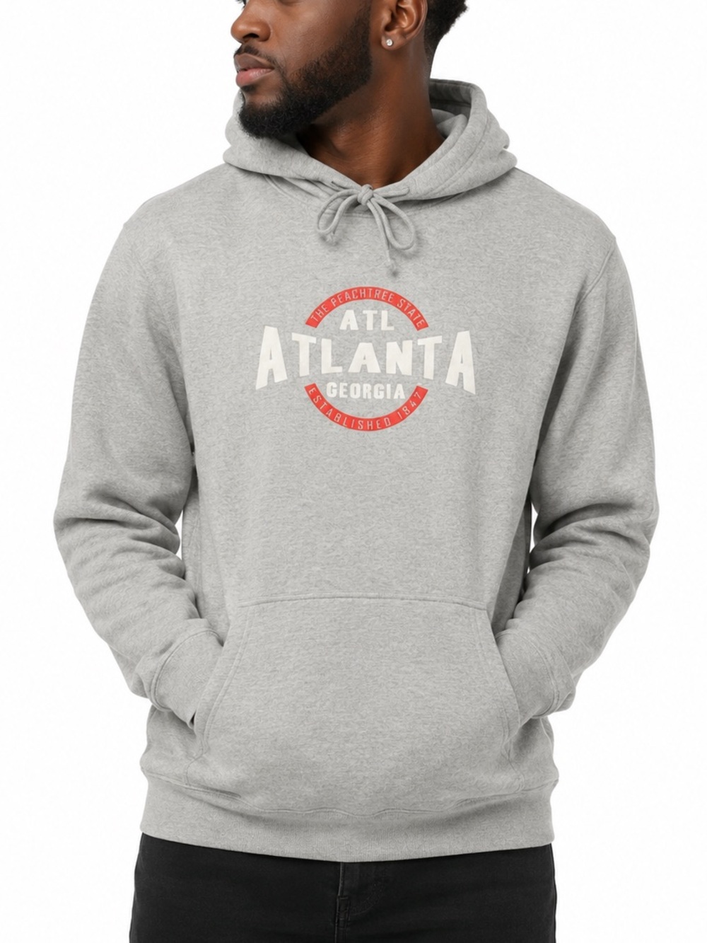 🍑ATL Atlanta, Georgia The Peach Tree State Grey Adult Unisex Hoodie; Size: M 🍑